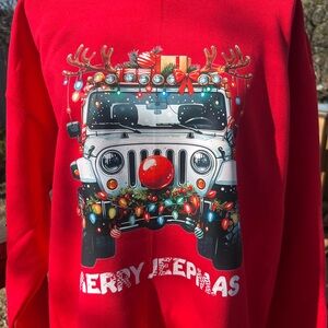 Gildan Red Christmas Jeep Sweater